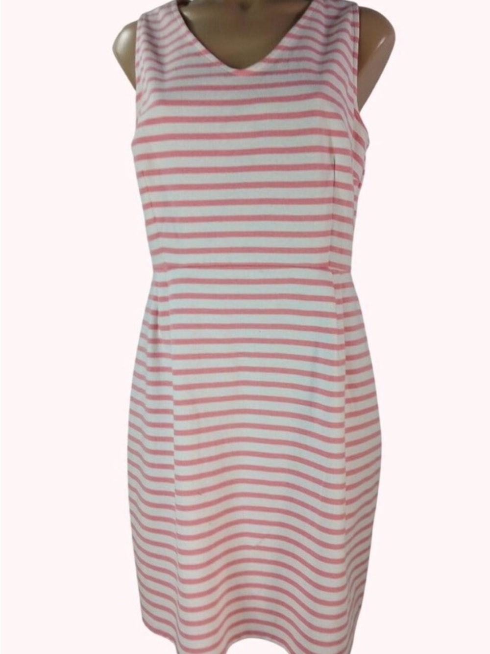 Old Navy Pink & White Striped V‑Neck Midi Dress
